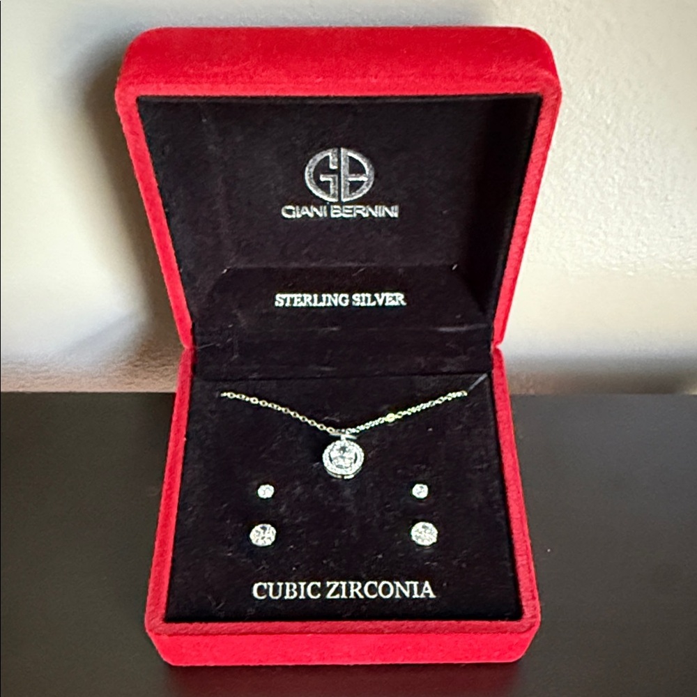 NWT Cubic Zirconia Sterling Silver Jewelry Set